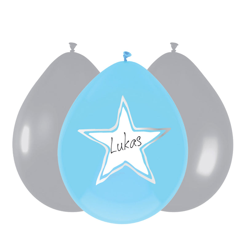 Haza witbaard ballonnen baby jongen, 6st.