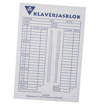 Haza witbaard klaverjasblok, 50 vellen