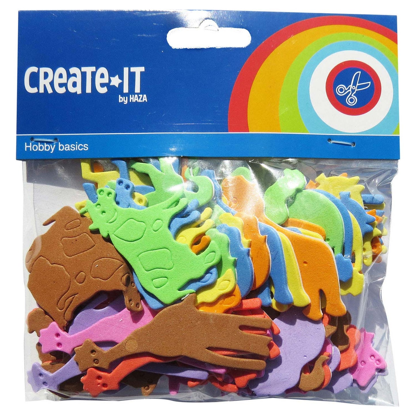 Haza witbaard foamstickers dieren, 64st.