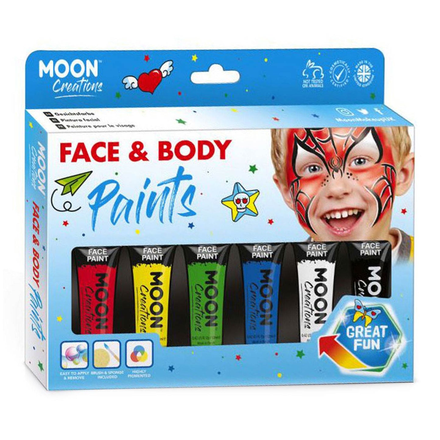 Haza Witbaard Face Body Paint Schminkset Primaire Kleuren