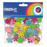 Haza witbaard foamstickers bloemen glitter, 25st. - afbeelding 1