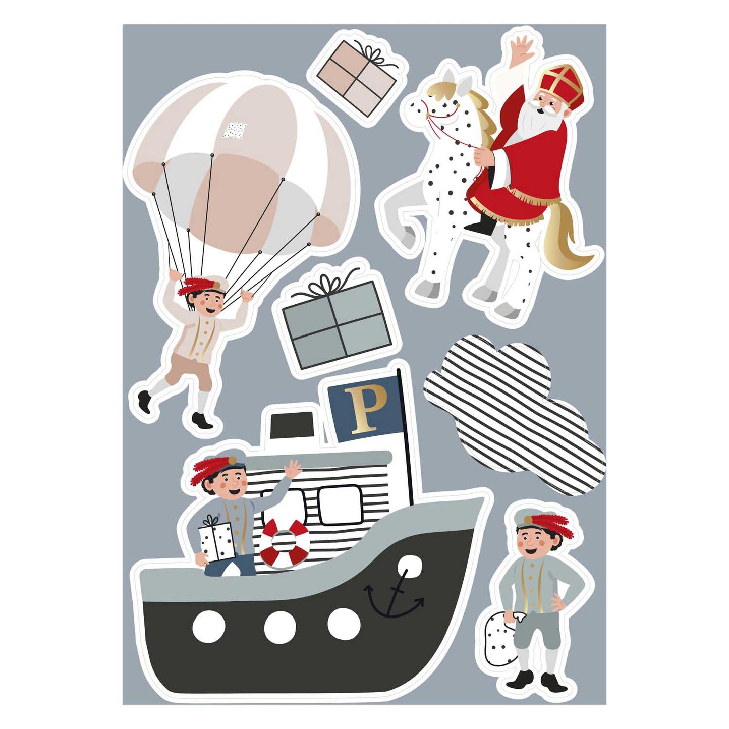 Haza witbaard raamstickers sint co.