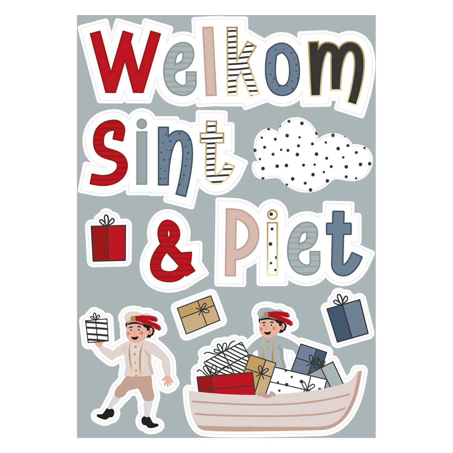 Haza witbaard raamstickers sint co.