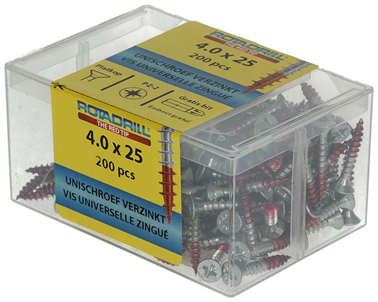 Rotadrill 1039972 - universeelschroef vkpzd vz 4.0x25mm (200) | 4 stuks