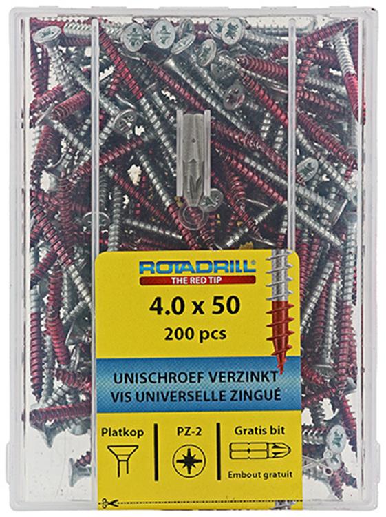 Rotadrill 1039977 - universeelschroef vkpzd vz 4.0x50mm (200) | 4 stuks