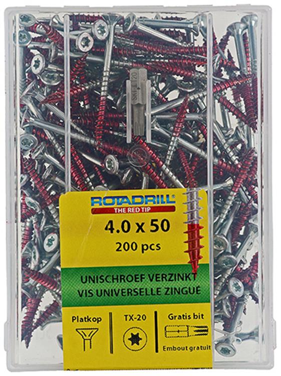 Rotadrill 1039995 - universeelschroef vktx vz 4.0x50mm (200) | 4 stuks