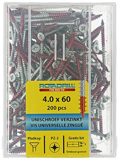 Rotadrill 1039978 - universeelschroef vkpzd vz 4.0x60mm (200) | 4 stuks