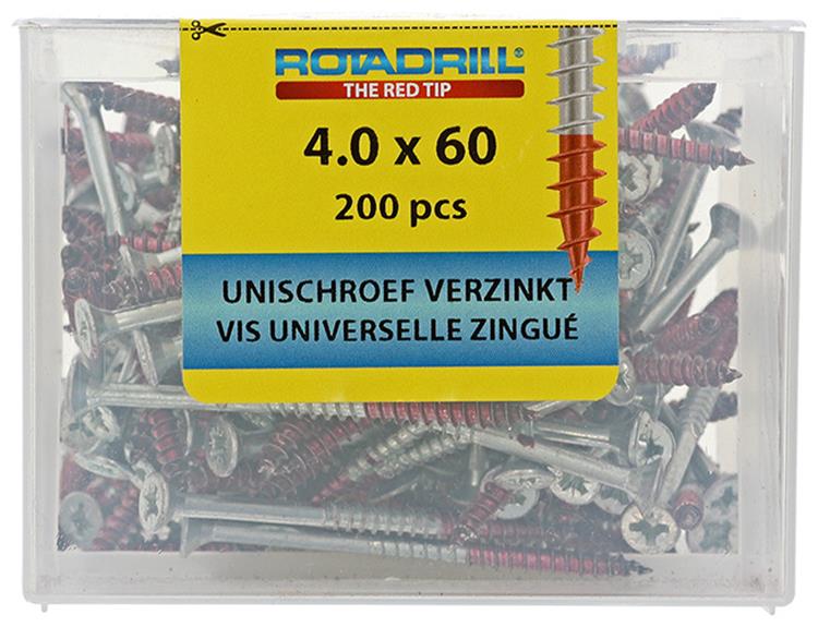 Rotadrill 1039978 - universeelschroef vkpzd vz 4.0x60mm (200) | 4 stuks