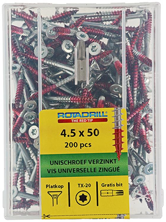 Rotadrill 1039998 - universeelschroef vktx vz 4.5x50mm (200) | 4 stuks