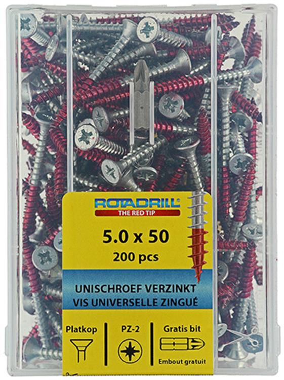 Rotadrill 1039980 - universeelschroef vkpzd vz 5.0x50mm (200) | 4 stuks