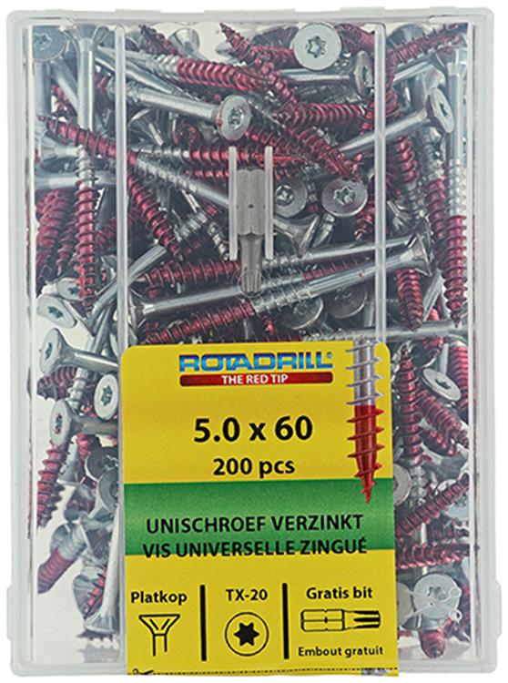 Rotadrill 1040000 - universeelschroef vktx vz 5.0x60mm (200) | 4 stuks