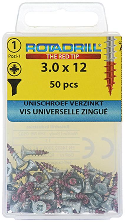 Rotadrill 1039768 - universeelschroef vk pzd vz 3.0x12mm (50) | 6 stuks