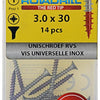 Rotadrill 1039851 - universeelschroef vk pzd rvs-a2 3.0x30mm (14) | 6 stuks