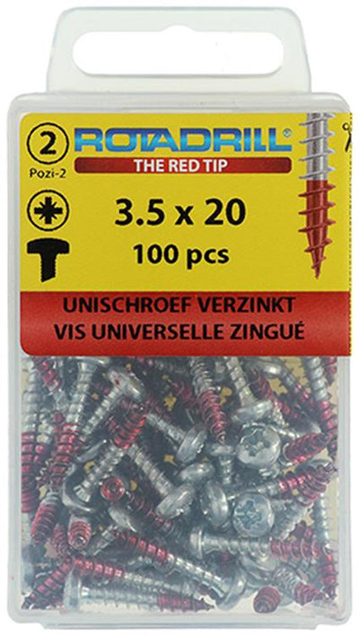 Rotadrill 1039827 - universeelschroef ck pzd vz 3.5x20mm (100) | 6 stuks