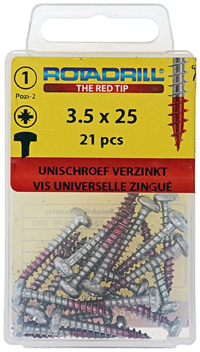 Rotadrill 1039843 - universeelschroef ck pzd vz 3.5x25mm (21) | 6 stuks