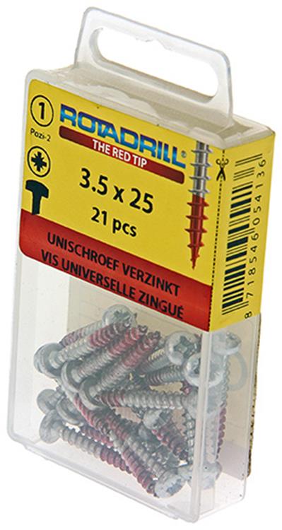 Rotadrill 1039843 - universeelschroef ck pzd vz 3.5x25mm (21) | 6 stuks
