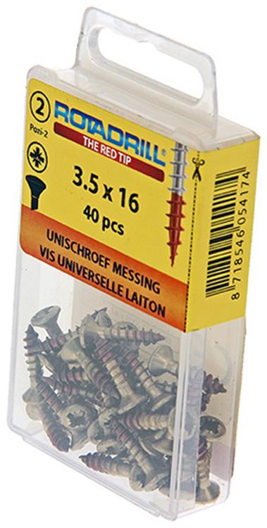 Rotadrill 1039880 - universeelschroef messing lk pzd 3,5x16mm (40) | 6 stuks