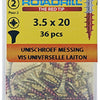 Rotadrill 1039881 - universeelschroef messing lk pzd 3,5x20mm (36) | 6 stuks
