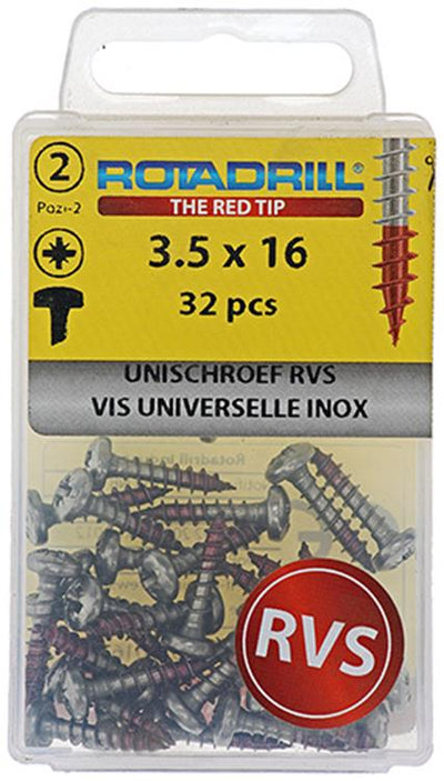 Rotadrill 1039875 - universeelschroef ck pzd rvs-a2 3.5x16mm (32) | 6 stuks