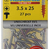 Rotadrill 1039877 - universeelschroef ck pzd rvs-a2 3.5x25mm (27) | 6 stuks