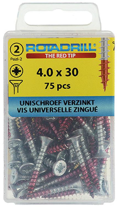 Rotadrill 1039800 - universeelschroef vk pzd vz 4.0x30mm (75) | 6 stuks