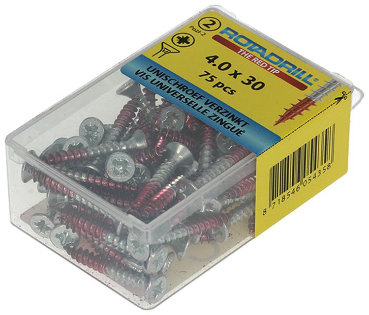 Rotadrill 1039800 - universeelschroef vk pzd vz 4.0x30mm (75) | 6 stuks