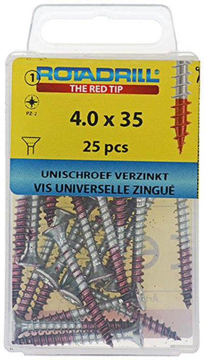 Rotadrill 1039778 - universeelschroef vk pzd vz 4.0x35mm (25) | 6 stuks