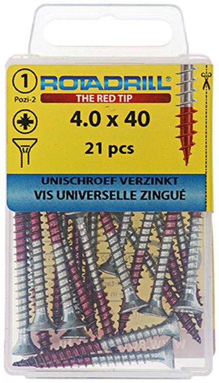 Rotadrill 1039779 - universeelschroef vk pzd vz 4.0x40mm (21) | 6 stuks
