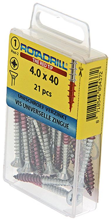 Rotadrill 1039779 - universeelschroef vk pzd vz 4.0x40mm (21) | 6 stuks