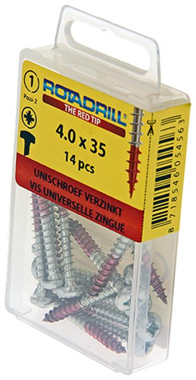 Rotadrill 1039845 - universeelschroef ck pzd vz 4.0x35mm (14) | 6 stuks
