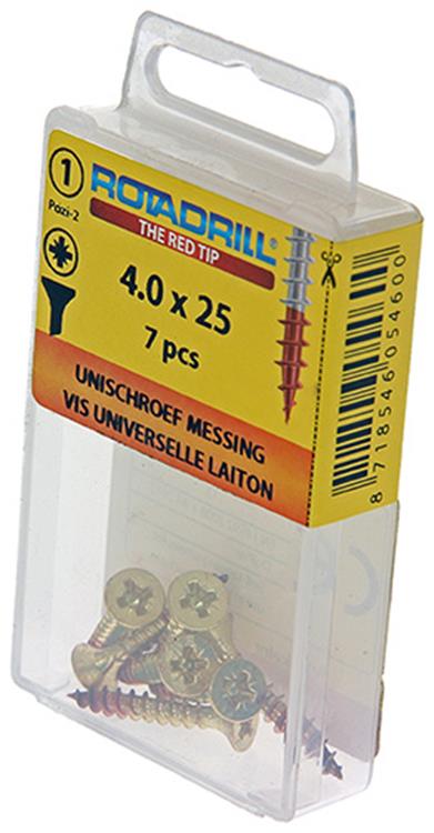 Rotadrill 1039889 - universeelschroef messing vk pzd 4,0x25mm (7) | 6 stuks