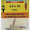 Rotadrill 1039890 - universeelschroef messing vk pzd 4,0x30mm (6) | 6 stuks