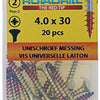 Rotadrill 1039884 - universeelschroef messing lk pzd 4,0x30mm (20) | 6 stuks