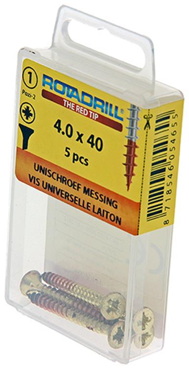 Rotadrill 1039892 - universeelschroef messing vk pzd 4,0x40mm (5) | 6 stuks