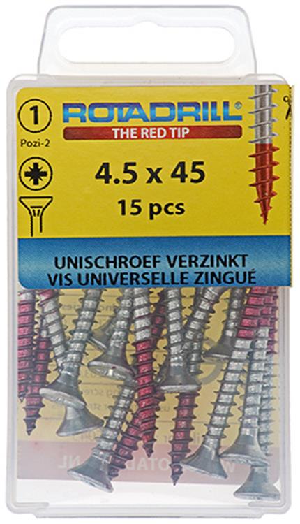 Rotadrill 1039782 - universeelschroef vk pzd vz 4.5x45mm (15) | 6 stuks