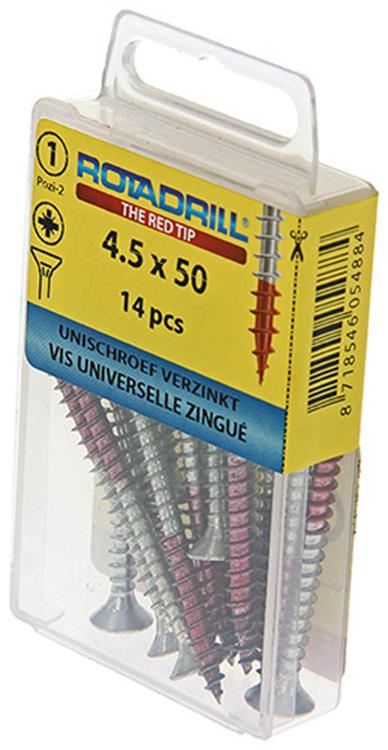 Rotadrill 1039783 - universeelschroef vk pzd vz 4.5x50mm (14) | 6 stuks