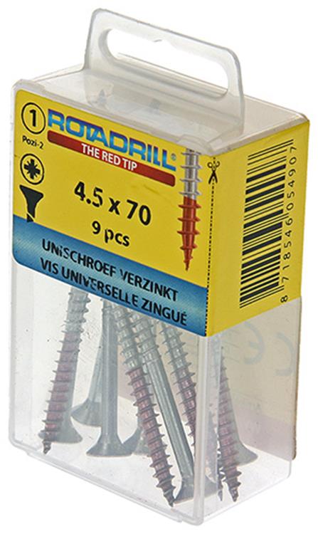Rotadrill 1039784 - universeelschroef vk pzd vz 4.5x70mm (9) | 6 stuks