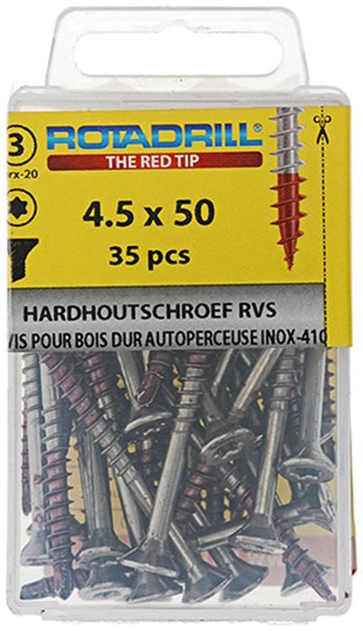 Rotadrill 1039902 - hardhoutschroefzelfb.sppls.rvs t25 4.5x50mm (35) | 6 stuks