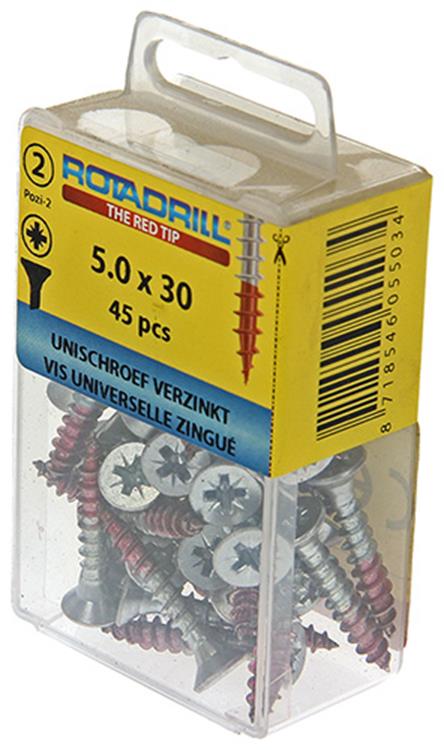 Rotadrill 1039807 - universeelschroef vk pzd vz 5.0x30mm (45) | 6 stuks