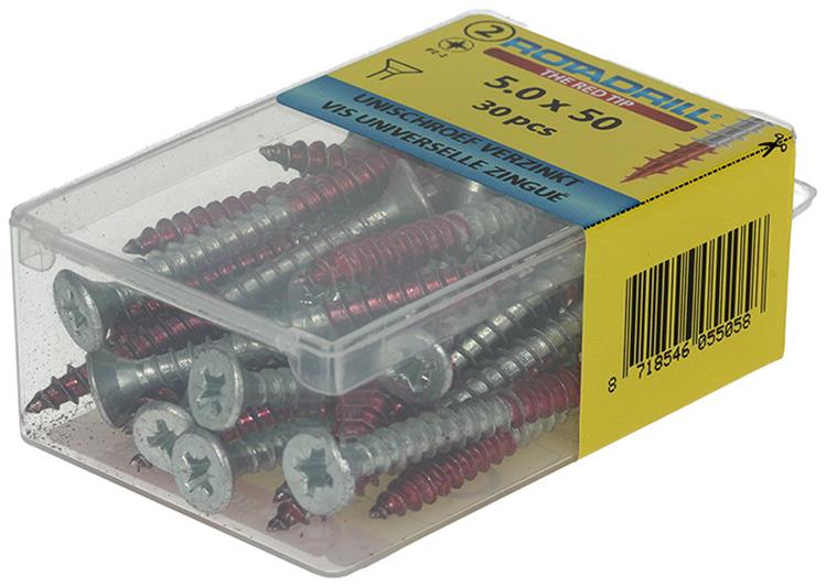Rotadrill 1039809 - universeelschroef vk pzd vz 5.0x50mm (30) | 6 stuks