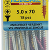 Rotadrill 1039811 - universeelschroef vk pzd vz 5.0x70mm (18) | 6 stuks