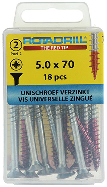 Rotadrill 1039811 - universeelschroef vk pzd vz 5.0x70mm (18) | 6 stuks