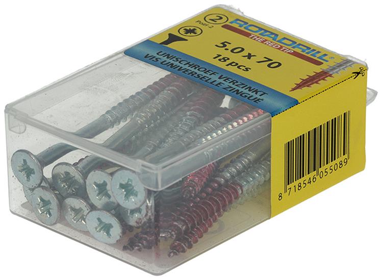 Rotadrill 1039811 - universeelschroef vk pzd vz 5.0x70mm (18) | 6 stuks
