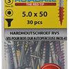 Rotadrill 1039904 - hardhoutschroef zelfb.sppls.rvs t25 5.0x50mm (30) | 6 stuks