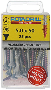 Rotadrill 1039907 - terrasschroef zelfb.sppls.rvs t25 5.0x50mm (25) | 6 stuks - afbeelding 2
