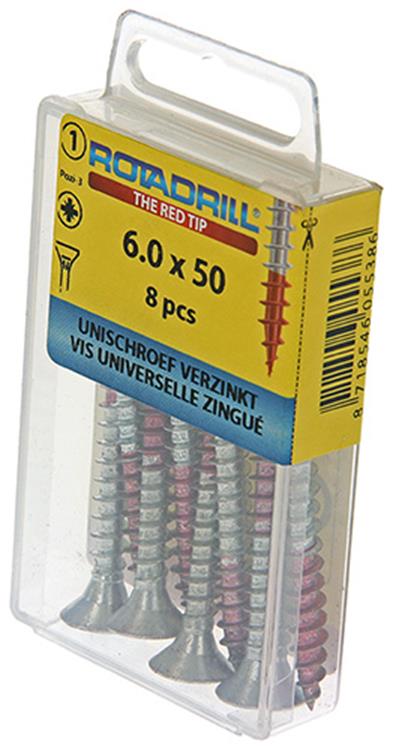 Rotadrill 1039786 - universeelschroef vk pzd vz 6.0x50mm (8) | 6 stuks