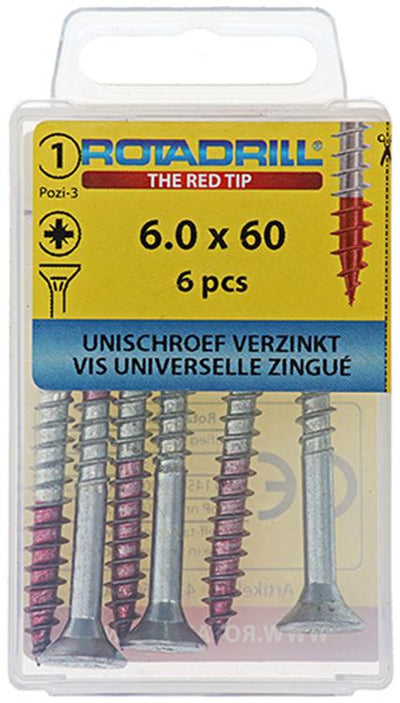Rotadrill 1039787 - universeelschroef vk pzd vz 6.0x60mm (6) | 6 stuks