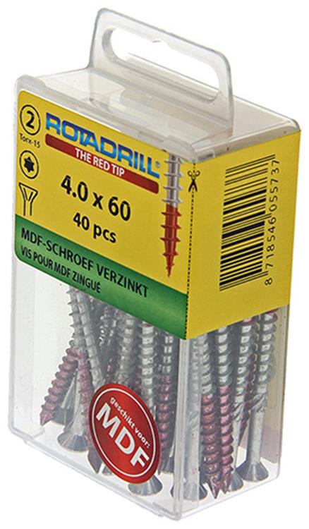 Rotadrill 1039914 - mdf-schroef 75°-vk tx vz 4.0x60mm (40) | 6 stuks