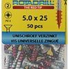 Rotadrill 1039806 - universeelschroef vk pzd vz 5.0x25mm (50) | 6 stuks