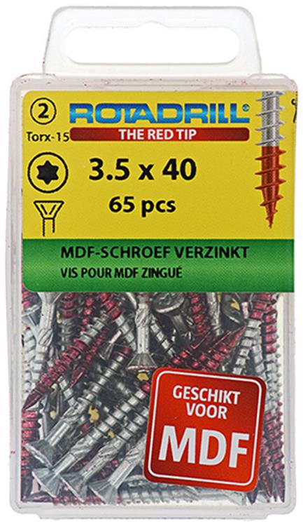 Rotadrill 1039910 - mdf-schroef 75°-vk tx vz 3.5x40mm (65) | 6 stuks